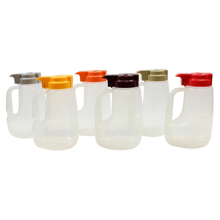 Bộ Bình Đựng Siro Chống Nhỏ Giọt Tablecraft PP48A Option™ Tròn 1.4 l (6 Màu) - Nhựa Polypropylene, Trong Suốt