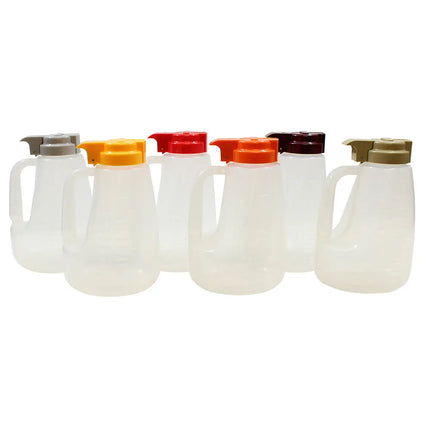 Bộ Bình Đựng Siro Chống Nhỏ Giọt Tablecraft PP64A Option™ Tròn 1.9 l (6 Màu) - Nhựa Polypropylene, Trong Suốt