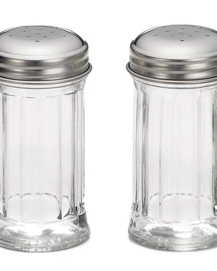 Bộ Hũ Muối & Tiêu Tablecraft 657 Thủy Tinh Khía Nắp Thép Không Gỉ 60 ml