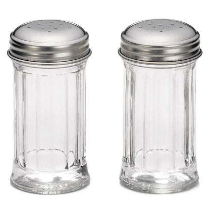 Bộ Hũ Muối & Tiêu Tablecraft 657 Thủy Tinh Khía Nắp Thép Không Gỉ 60 ml