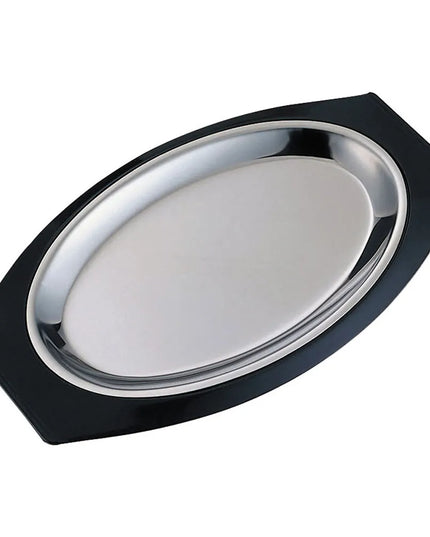 Bộ Khay Oval Hoàn Chỉnh Service Ideas RO117BLC, Tay Cầm Oval, Lót Thép Không Gỉ, Đen