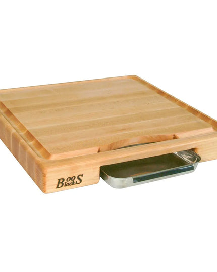 Bộ Quà Tặng John Boos PM18180225-P-RK Thớt 45.7 x 45.7 x 5.7 cm, Chảo & Dao Rocker, Màu Kem