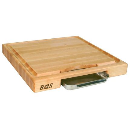 Bộ Quà Tặng John Boos PM18180225-P-RK Thớt 45.7 x 45.7 x 5.7 cm, Chảo & Dao Rocker, Màu Kem