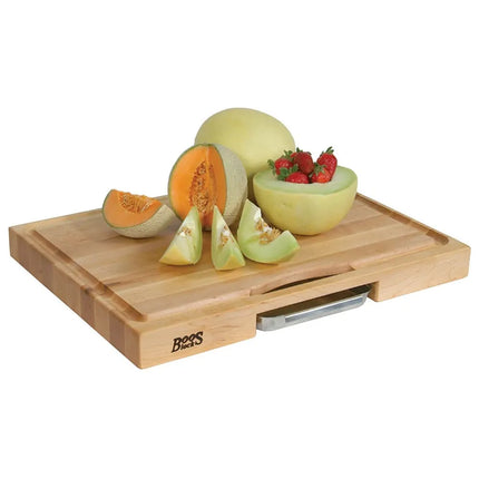 Bộ Quà Tặng John Boos PM2418225-P Với Thớt 61x45.7x5.7 cm, Khay & Rãnh Hứng Nước, Màu Kem