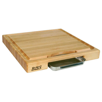 Bộ Quà Tặng Thớt Gỗ Phong John Boos PM18180225-P 45.7 x 45.7 x 5.7 cm, Kèm Chảo