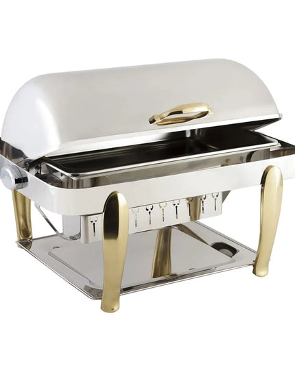 Bon Chef 10040 Full Size Chafer w/ Roll Top Lid & Chafing Fuel Heat