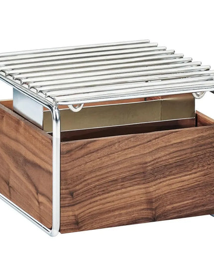 Cal-Mil 3711-49 12" Square Chafer Grill w/ Fuel Holder, Walnut/Chrome