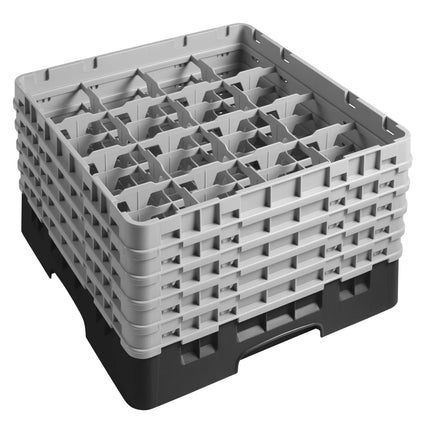 CAMBRO | CAMRACK® Glass & Tumbler Dishwasher Rack – 16 Compartments – 500×500 mm – 308 mm H – Black