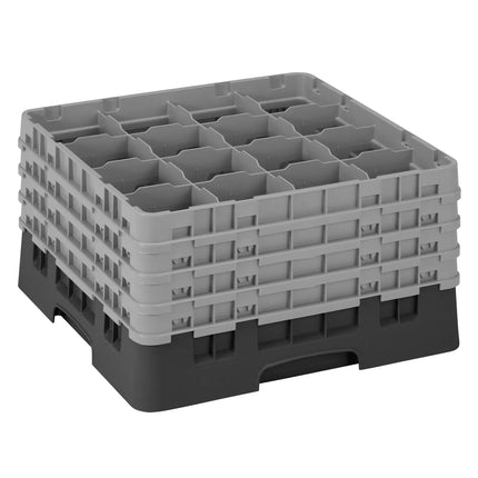 CAMBRO | CAMRACK® Glass & Tumbler Dishwasher Rack – 16 Compartments – 500×500 mm – 267 mm H – Black