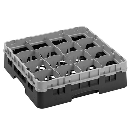CAMBRO | CAMRACK® Glass & Tumbler Dishwasher Rack – 16 Compartments – 500×500 mm – 143 mm H – Black