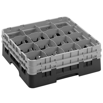CAMBRO | CAMRACK® Glass & Tumbler Dishwasher Rack – 16 Compartments – 500×500 mm – 184 mm H – Black