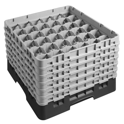 CAMBRO | CAMRACK® Glasswasher Rack – 36 Compartments – 500×500 mm – Black – 1 Extender – 349 mm high