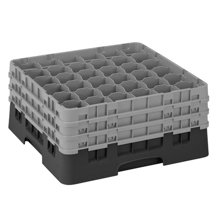 CAMBRO | CAMRACK® Glasswasher Rack – 36 Compartments – 500×500 mm – Black – 1 Extender – 225 mm high