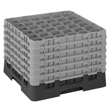 CAMBRO | CAMRACK® Glasswasher Rack – 36 Compartments – 500×500 mm – Black – 1 Extender – 349 mm high
