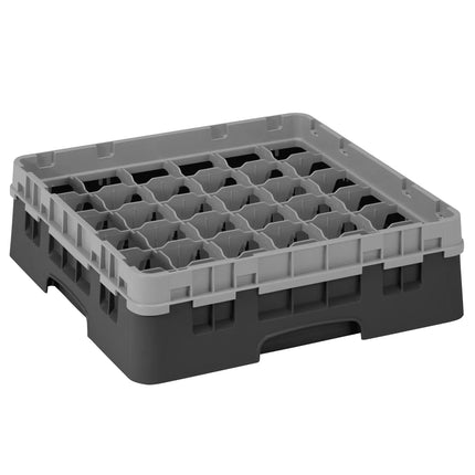 CAMBRO | CAMRACK® Glasswasher Rack – 36 Compartments – 500×500 mm – Black – 1 Extender – 143 mm high