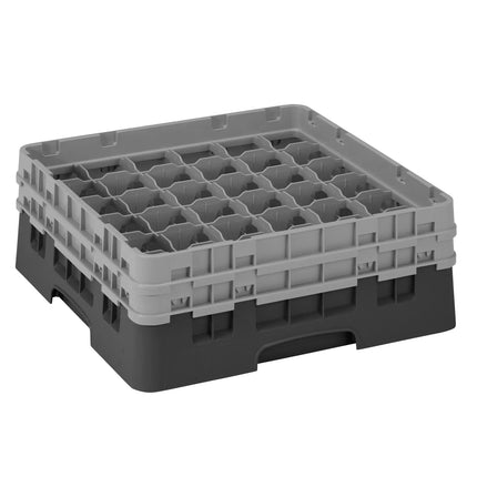 CAMBRO | CAMRACK® Glasswasher Rack – 36 Compartments – 500×500 mm – Black – 1 Extender – 184 mm high