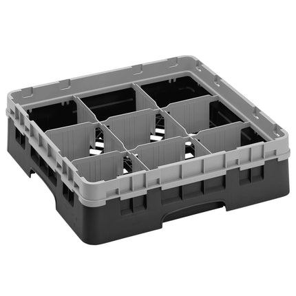 CAMBRO | CAMRACK® Glasswasher Rack – 9-Compartment, 1 Extender – 500×500×143 mm – Black