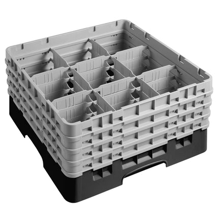 CAMBRO | CAMRACK® Glasswasher Rack – 9-Compartment, 1 Extender – 500×500×267 mm – Black