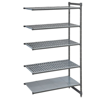 CAMBRO | Camshelving® Commercial Basics Plus Add-On Shelving Unit – 4 Shelves (slotted & solid) – 718×610 mm – 610mm depth, slotted & closed