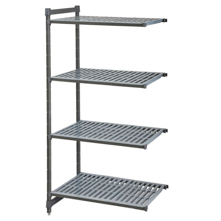 CAMBRO | Camshelving® Commercial Basics Plus Add-On Shelving Unit - 4 Slotted Shelves - 870×460 mm - Graphite Grey