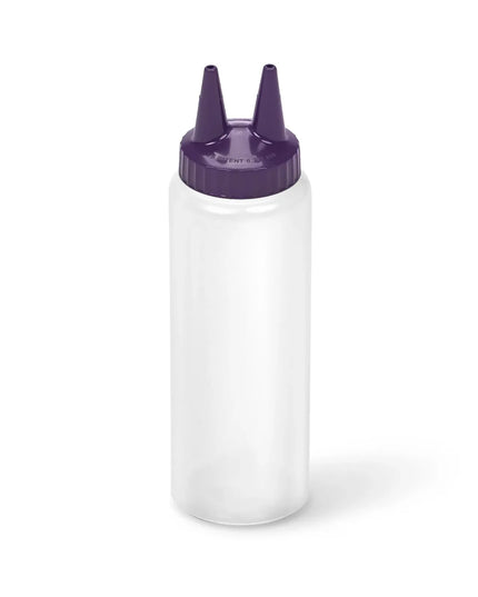 Chai Bóp Đầu Đôi Vollrath 2208-1354 Thân Trong Suốt, Nắp Tím 240 ml