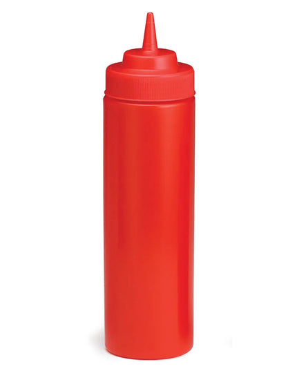 Chai Bóp Định Lượng Miệng Rộng Tablecraft 12463K Nhựa Polyethylene, Nắp Đỏ 710 ml