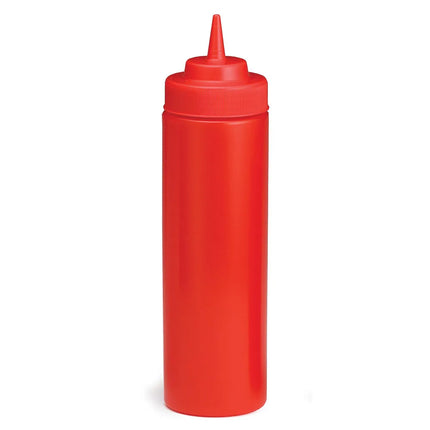 Chai Bóp Định Lượng Miệng Rộng Tablecraft 12463K Nhựa Polyethylene, Nắp Đỏ 710 ml