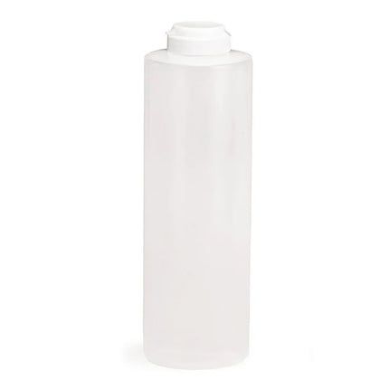 Chai Bóp Định Lượng Tablecraft 2124C-1 Nhựa Polyethylene Mềm, Màu Tự Nhiên, Nắp Trắng 710 ml