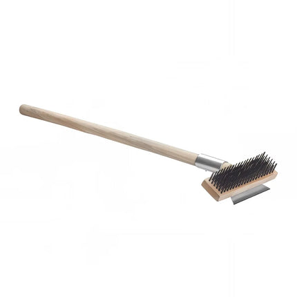 Chổi Lò Nướng Pizza Winco BR-27 68.6 cm - Lông Dây Thép & Cạo, Cán Gỗ