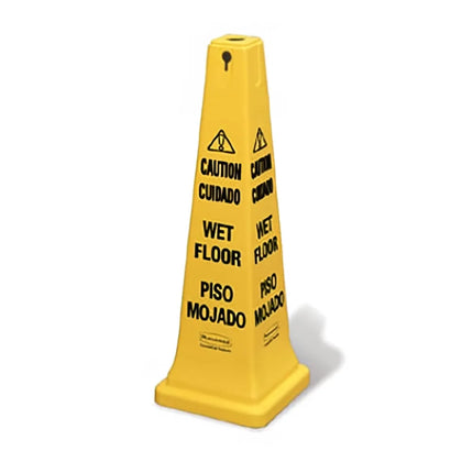Cọc Nón An Toàn Rubbermaid FG627677YEL "Caution Wet Floor" Đa Ngôn Ngữ Màu Vàng