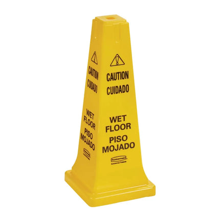 Cọc Nón An Toàn Rubbermaid FG627777YEL "Caution, Wet Floor" Đa Ngôn Ngữ Màu Vàng
