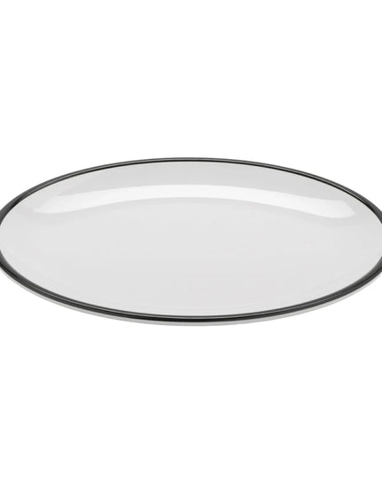 Đĩa Ăn Bầu Dục GET Dòng Bistro™ 31.1 cm x 22.9 cm - Nhựa Melamine, Trắng Viền Đen (OP-1291-W/BK)