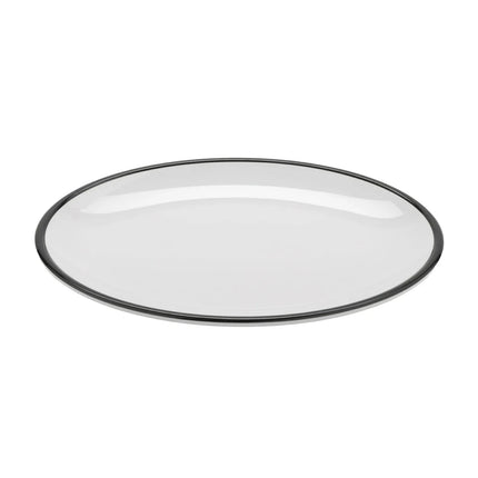 Đĩa Ăn Bầu Dục GET Dòng Bistro™ 31.1 cm x 22.9 cm - Nhựa Melamine, Trắng Viền Đen (OP-1291-W/BK)