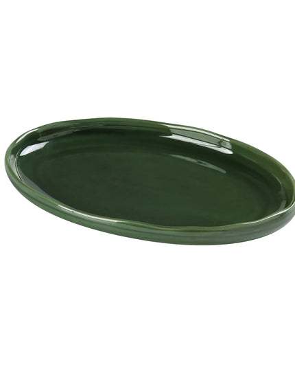 Đĩa Ăn Bầu Dục Gốm Yanco GG-212 31.1 x 21 cm - Green Gem