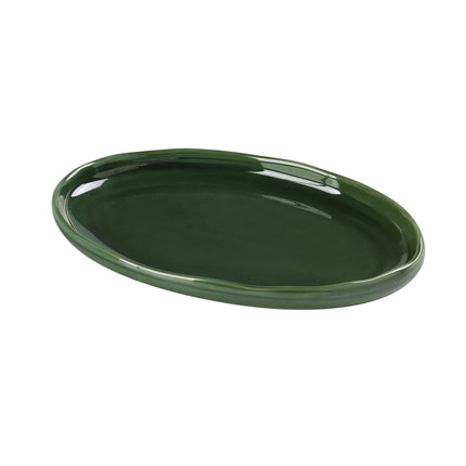 Đĩa Ăn Bầu Dục Gốm Yanco GG-212 31.1 x 21 cm - Green Gem