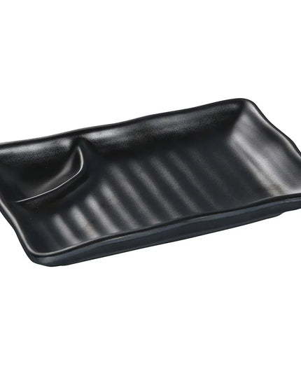 Đĩa Chia Ngăn Chữ Nhật Nhựa Melamine Yanco BP-4010 - 25.4cm x 14cm, Màu Đen