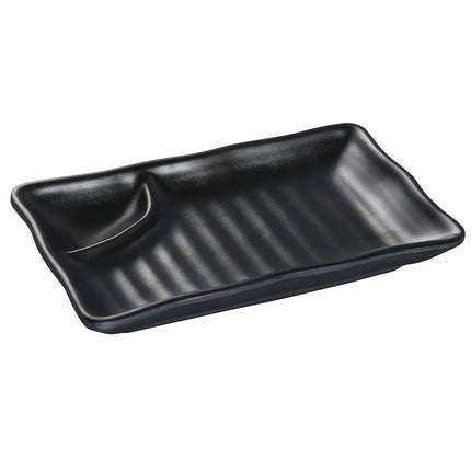 Đĩa Chia Ngăn Chữ Nhật Nhựa Melamine Yanco BP-4010 - 25.4cm x 14cm, Màu Đen