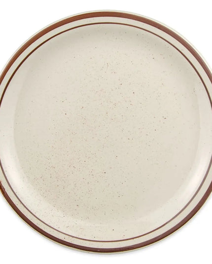 Đĩa Desert Sand Tròn Libbey DSD-9 24.1 cm - Đốm Lốm Đốm, (2) Viền Nâu