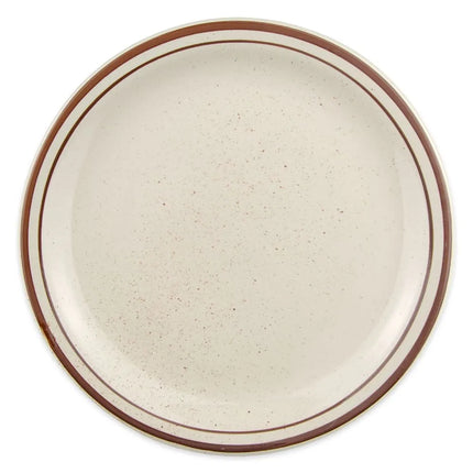Đĩa Desert Sand Tròn Libbey DSD-9 24.1 cm - Đốm Lốm Đốm, (2) Viền Nâu
