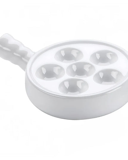 Đĩa Ốc Sên Có Tay Cầm Browne 744042 Tròn 6 Lỗ Gốm Màu Trắng 13.5 cm