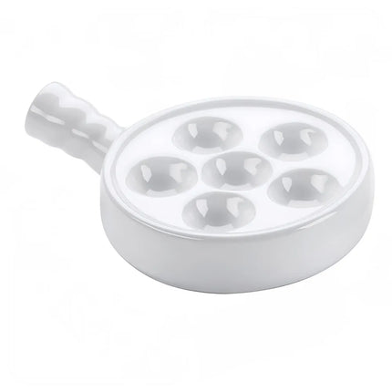 Đĩa Ốc Sên Có Tay Cầm Browne 744042 Tròn 6 Lỗ Gốm Màu Trắng 13.5 cm