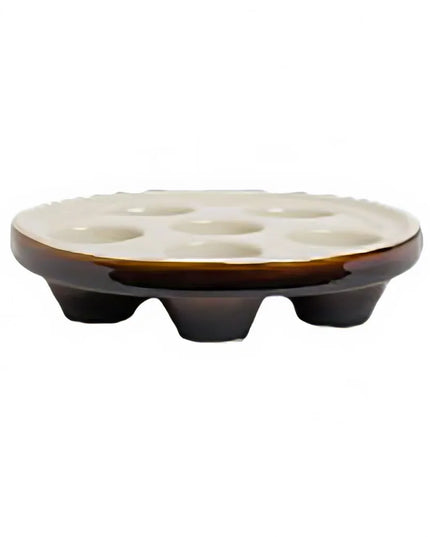 Đĩa Ốc Sên Hall China HL11660ALBB Tròn 6 Lỗ Sứ Màu Nâu/Trắng Lenox 17.1 cm