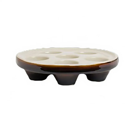 Đĩa Ốc Sên Hall China HL11660ALBB Tròn 6 Lỗ Sứ Màu Nâu/Trắng Lenox 17.1 cm
