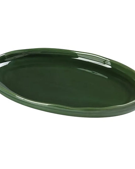 Đĩa Oval Gốm Yanco GG-208 21 x 14 cm, Green Gem