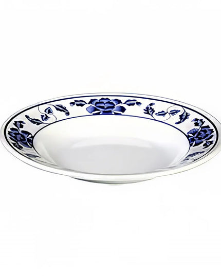 Đĩa Súp Tròn Melamine Thunder Group 1110TB Hoa Sen 26.4 cm - Trắng/Xanh