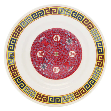 Đĩa Súp Tròn Thunder Group 1106TR 15.2 cm Melamine Hoa Văn Trường Thọ, Đỏ/Trắng