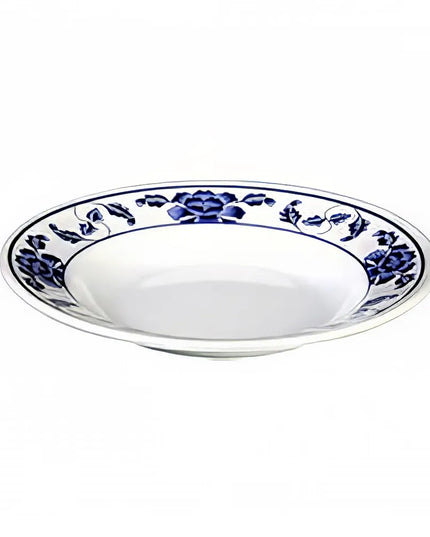 Đĩa Súp Tròn Thunder Group 1108TB Lotus 20cm - Nhựa Melamine, Trắng/Xanh Dương