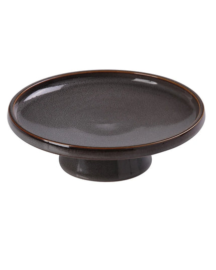 Đĩa Tráng Miệng Tròn Gốm Yanco PK-607 19.1 cm Có Chân Đế - Xám