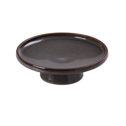 Đĩa Tráng Miệng Tròn Gốm Yanco PK-607 19.1 cm Có Chân Đế - Xám