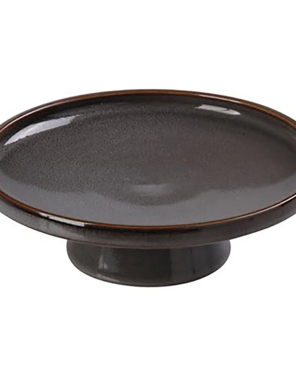 Đĩa Tráng Miệng Tròn Yanco PK-609 Peacock 22.9 cm Có Chân Đế - Gốm Sứ, Màu Xám